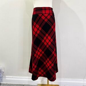 Laura Scott Red and Black Plaid A-Line Skirt - Size 10